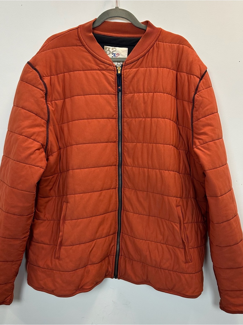 32 Bar Blues Quilted Bomber Jacket in Rust Orange